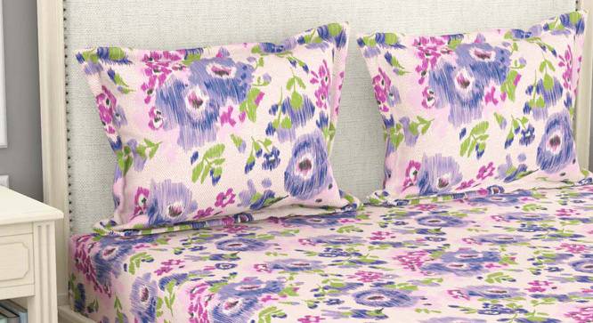 Ashton Purple Floral 110 TC Cotton Double Size Bedsheet with 2 Pillow Covers (Double Size) by Urban Ladder - Front View Design 1 - 523335