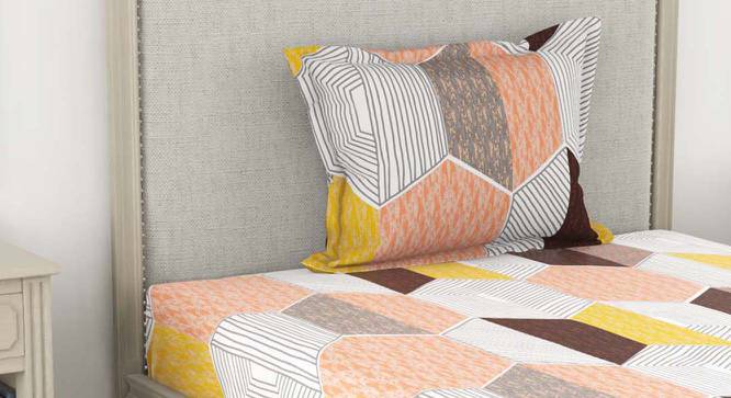 Max Multicoloured Geometric 110 TC Cotton Single Size Bedsheet with 1 Pillow Cover (Single Size) by Urban Ladder - Front View Design 1 - 523337