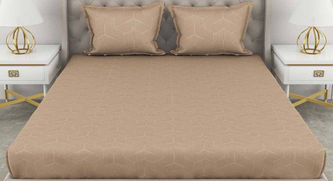 Mercy Beige Abstract 210 TC Cotton King Size Bedsheet with 2 Pillow Covers (King Size) by Urban Ladder - Cross View Design 1 - 523370
