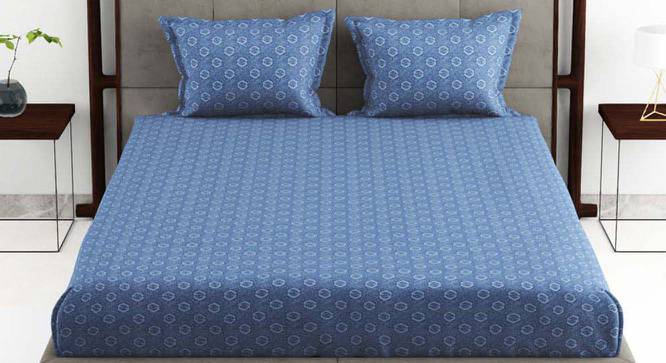 Timothy Blue Geometric 210 TC Cotton King Size Bedsheet with 2 Pillow Covers (King Size) by Urban Ladder - Cross View Design 1 - 523385