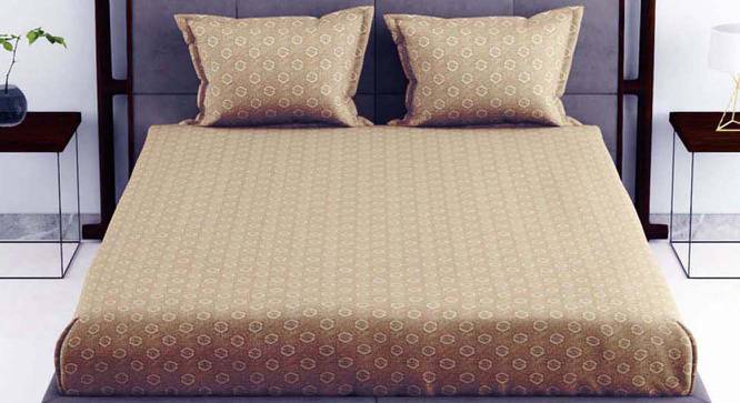 Alan Beige Geometric 210 TC Cotton King Size Bedsheet with 2 Pillow Covers (King Size) by Urban Ladder - Cross View Design 1 - 523386