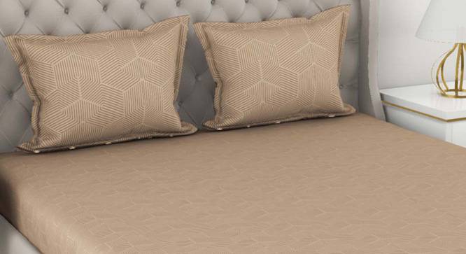 Mercy Beige Abstract 210 TC Cotton King Size Bedsheet with 2 Pillow Covers (King Size) by Urban Ladder - Front View Design 1 - 523391