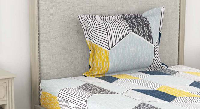Archer Multicoloured Geometric 110 TC Cotton Single Size Bedsheet with 1 Pillow Cover (Single Size) by Urban Ladder - Front View Design 1 - 523406