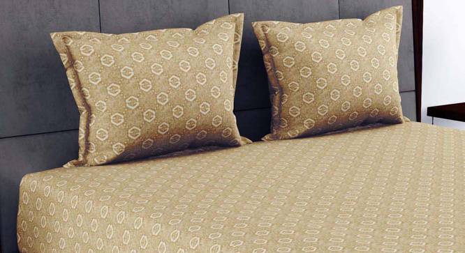 Alan Beige Geometric 210 TC Cotton King Size Bedsheet with 2 Pillow Covers (King Size) by Urban Ladder - Front View Design 1 - 523413