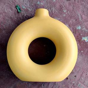 Planters Design Yellow Ceramic Inches Vase - Set of 2