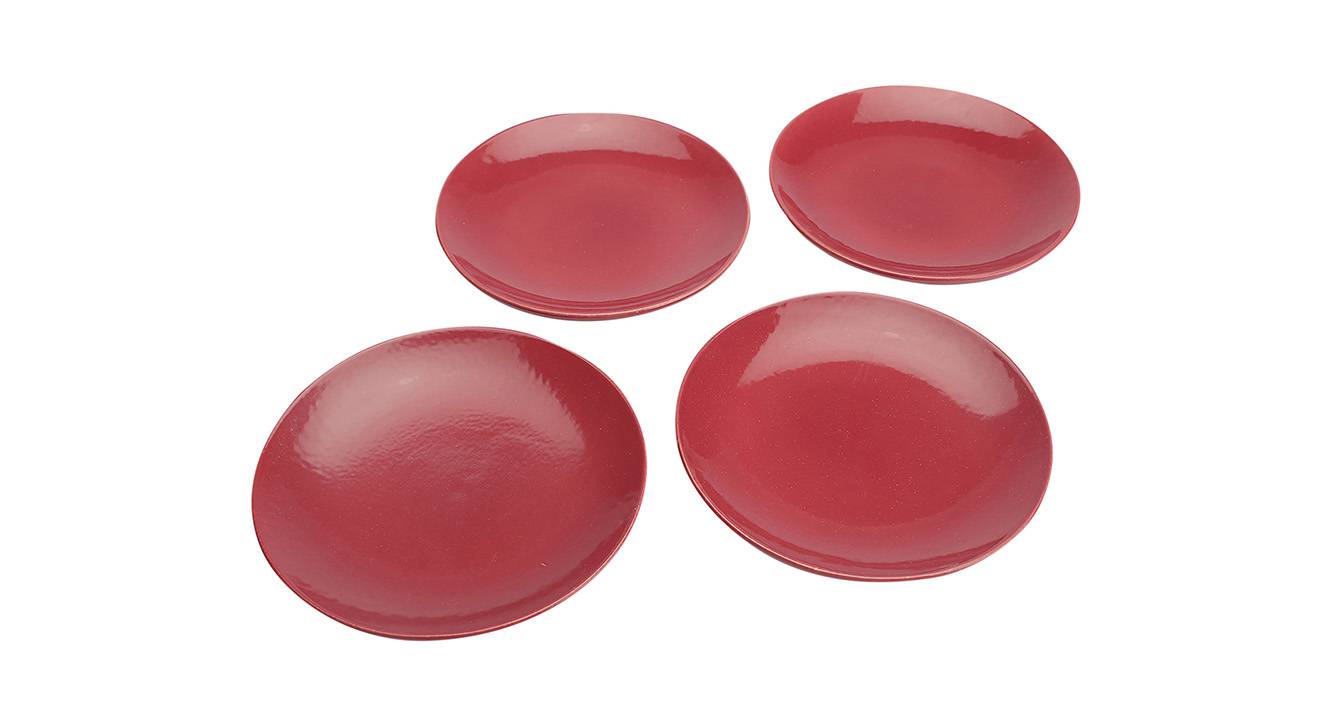 Kayleigh Magenta Ceramic Quarter Plates Set of 4 Urban Ladder