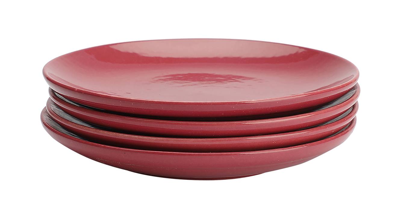 Kayleigh Magenta Ceramic Quarter Plates Set of 4 Urban Ladder