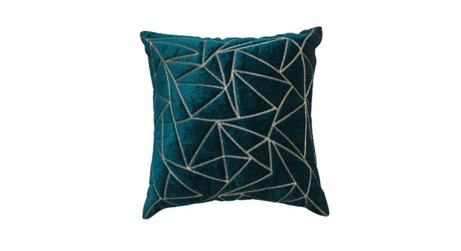 Kyrie Turquoise Abstract 18 x 18 Inches Polyester Cushion Cover (Turquoise, 46 x 46 cm  (18" X 18") Cushion Size) by Urban Ladder - Cross View Design 1 - 524290