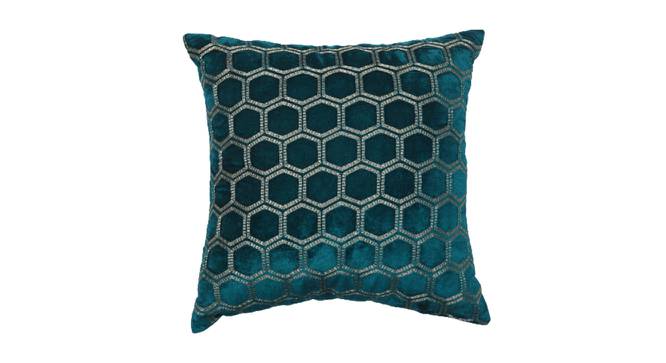Remington Turquoise Geometric 16 x 16 Inches Polyester Cushion Covers - Set of 2 (Turquoise, 41 x 41 cm  (16" X 16") Cushion Size) by Urban Ladder - Cross View Design 1 - 524294