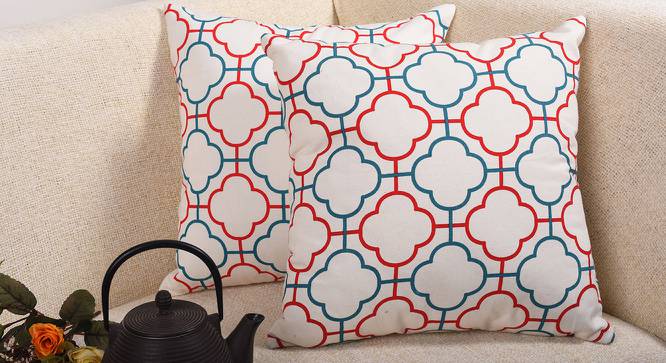Emerson Red Geometric 16 x 16 Inches Cotton Cushion Cover (Red, 41 x 41 cm  (16" X 16") Cushion Size) by Urban Ladder - Cross View Design 1 - 524302