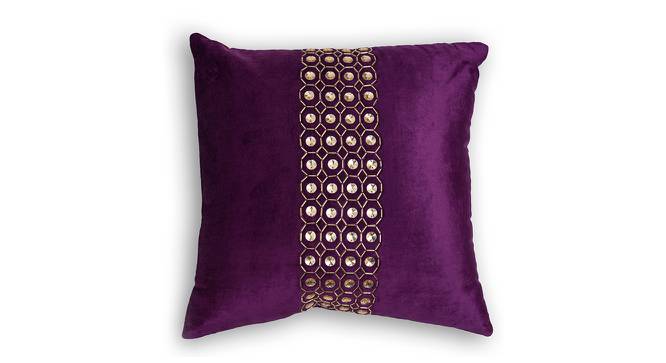 Griffin Purple Solid 16 x 16 Inches Polyester Velvet Cushion Cover (Purple, 41 x 41 cm  (16" X 16") Cushion Size) by Urban Ladder - Cross View Design 1 - 524469