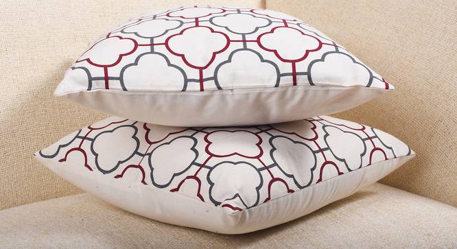 Ronan Maroon Geometric 16 x 16 Inches Cotton Cushion Cover (41 x 41 cm  (16" X 16") Cushion Size, Maroon) by Urban Ladder - Front View Design 1 - 524488