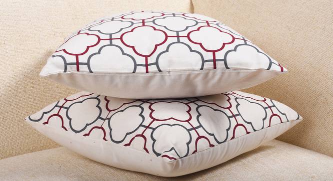 Brian Maroon Geometric 16 x 16 Inches Cotton Cushion Covers - Set of 2 (41 x 41 cm  (16" X 16") Cushion Size, Maroon) by Urban Ladder - Front View Design 1 - 524489