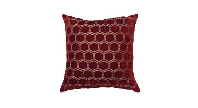 Brantley Maroon Geometric 16 x 16 Inches Polyester Cushion Cover (41 x 41 cm  (16" X 16") Cushion Size, Maroon) by Urban Ladder - Cross View Design 1 - 524527