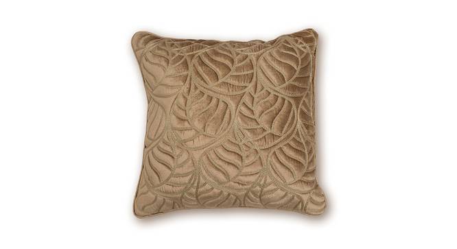 Hayes Beige Floral 16 x 16 Inches Polyester Velvet Cushion Cover (Beige, 41 x 41 cm  (16" X 16") Cushion Size) by Urban Ladder - Cross View Design 1 - 524845