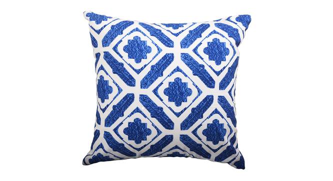 Maximiliano Blue Geometric 16 x 16 Inches Cotton Cushion Cover (Blue, 41 x 41 cm  (16" X 16") Cushion Size) by Urban Ladder - Cross View Design 1 - 524849