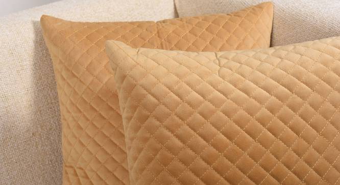 Simon Beige Solid 16 x 16 Inches Velvet Cushion Cover (Beige, 41 x 41 cm  (16" X 16") Cushion Size) by Urban Ladder - Front View Design 1 - 524860
