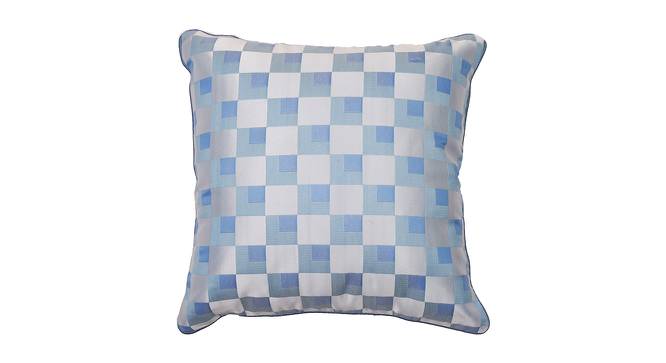 Damien Blue Abstract 18 x 18 Inches Polyester Cushion Cover (Blue, 46 x 46 cm  (18" X 18") Cushion Size) by Urban Ladder - Front View Design 1 - 524866