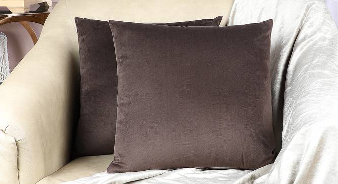Martin Brown Abstract 16 x 16 Inches Velvet Cushion Covers - Set of 2 (Brown, 41 x 41 cm  (16" X 16") Cushion Size) by Urban Ladder - Cross View Design 1 - 525143