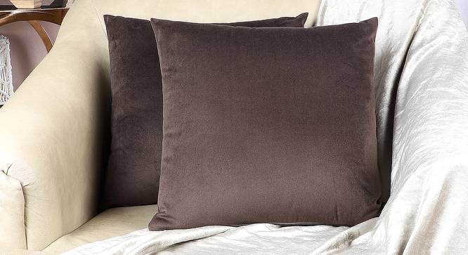 Kameron Brown Abstract 18 x 18 Inches Velvet Cushion Covers - Set of 2 (Brown, 46 x 46 cm  (18" X 18") Cushion Size) by Urban Ladder - Cross View Design 1 - 525144