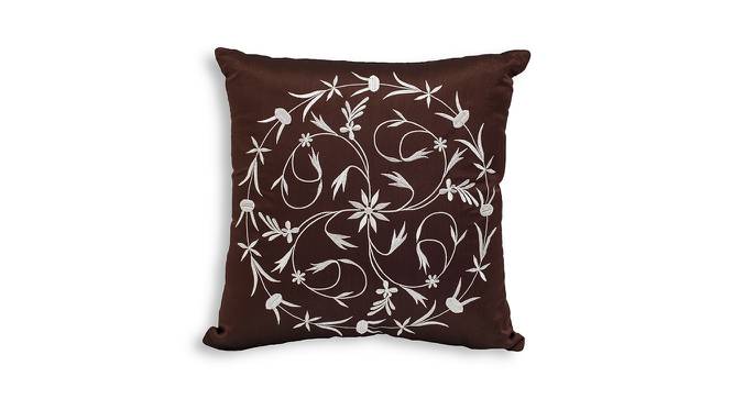 Kash Brown Floral 16 x 16 Inches Polyester Cushion Cover (Brown, 41 x 41 cm  (16" X 16") Cushion Size) by Urban Ladder - Front View Design 1 - 525153