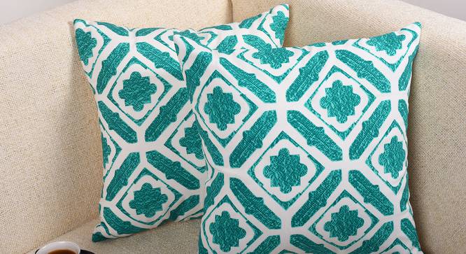 Paxton Green Geometric 16 x 16 Inches Cotton Cushion Covers - Set of 2 (Green, 41 x 41 cm  (16" X 16") Cushion Size) by Urban Ladder - Cross View Design 1 - 525218