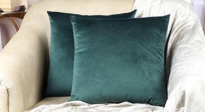 Cody Green Abstract 18 x 18 Inches Velvet Cushion Covers - Set of 2 (Green, 46 x 46 cm  (18" X 18") Cushion Size) by Urban Ladder - Cross View Design 1 - 525287