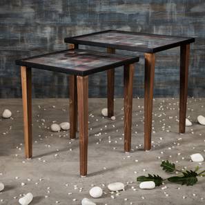 Tartan Solid Wood Side Table in Multicolor Finish-image-19