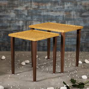 Sunehri Solid Wood Side Table in Pu Paper Golden Finish-image-49