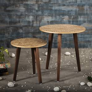 Goldleaves Solid Wood Side Table in Pu Paint Golden Finish-image-14