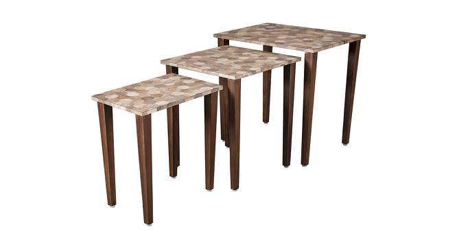 Hexagon Patches Solid Wood Nested End Table in Laminate Finish - Set of 3 (Brown, Laminate Finish) by Urban Ladder - Cross View Design 1 - 526274