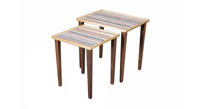 Linen Lines Solid Wood Nested End Table - Set of 2 (Multicolor) by Urban Ladder - Front View Design 1 - 526282