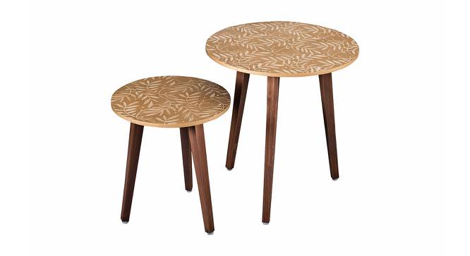 Gold Leaves Solid Wood Nested End Table in Paint Finish - Set of 2 (PU Paint Finish, Golden) by Urban Ladder - Front View Design 1 - 526289