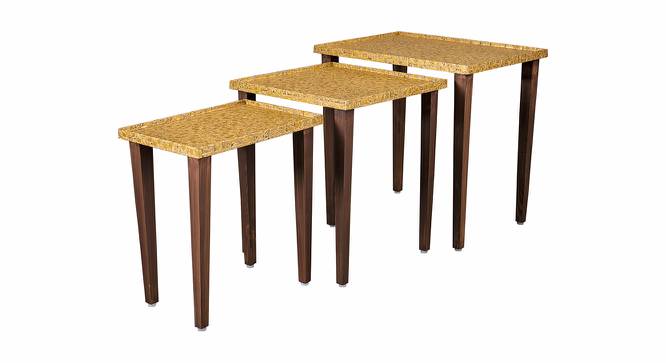 Sunehri Solid Wood Nested End Table in Paper Finish - Set of 3 (PU Paper Finish, Golden) by Urban Ladder - Cross View Design 1 - 526324