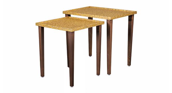 Sunehri Solid Wood Nested End Table in Paper Finish - Set of 2 (PU Paper Finish, Golden) by Urban Ladder - Cross View Design 1 - 526325