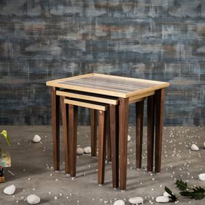 Linen Lines Solid Wood Side Table in Multicolor Finish-image-18