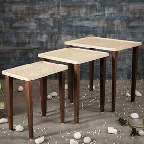 Chevron Solid Wood Side Table in Pu Paper Golden Finish-image-17