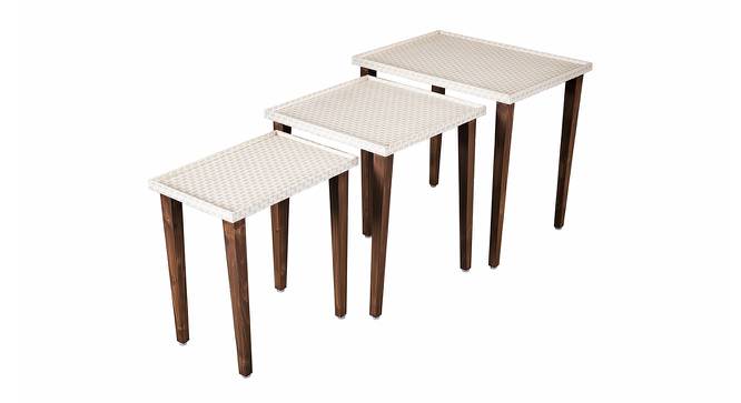Herringbone Solid Wood Nested End Table in Paper Finish - Set of 3 (Beige, PU Paper Finish) by Urban Ladder - Front View Design 1 - 526354