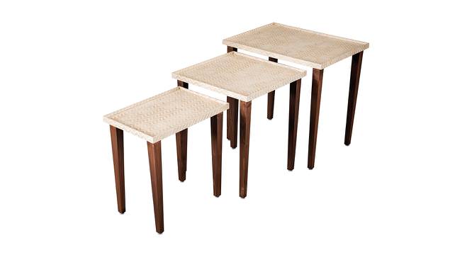 Chevron Solid Wood Nested End Table in Paper Finish - Set of 3 (PU Paper Finish, Golden) by Urban Ladder - Front View Design 1 - 526361