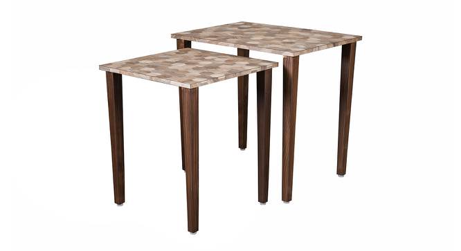 Hexagon Patches Solid Wood Nested End Table in Laminate Finish - Set of 2 (Brown, Laminate Finish) by Urban Ladder - Cross View Design 1 - 526410