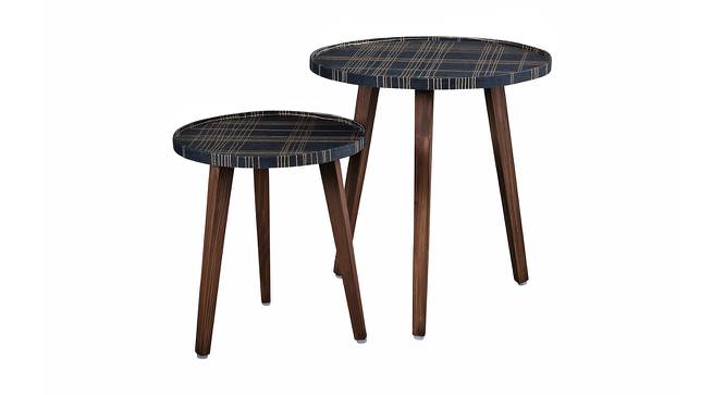 Tesseract Solid Wood Round Nested End Table in Paper Finish - Set of 2 (Blue, PU Paper Finish) by Urban Ladder - Cross View Design 1 - 526415