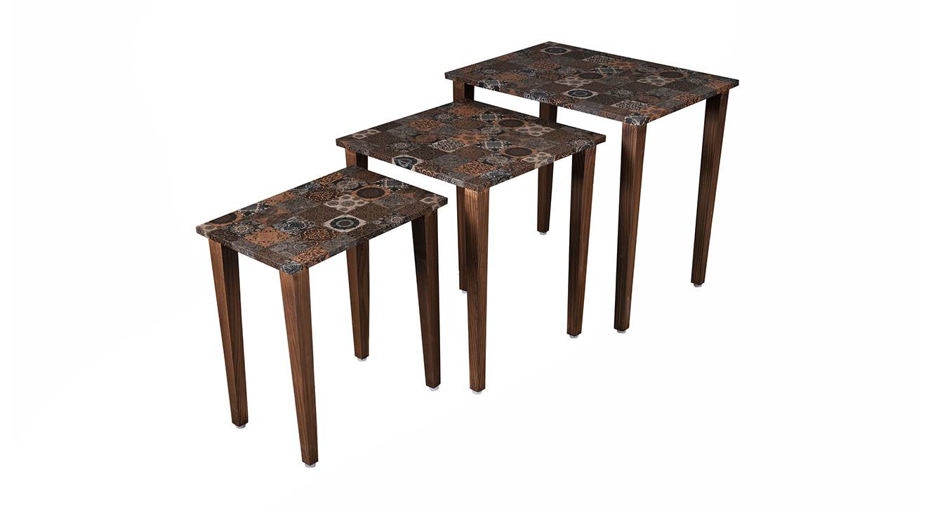 Iznik Solid Wood Nested Side Table in Laminate Finish Urban Ladder