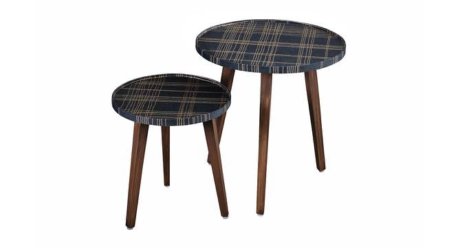 Tesseract Solid Wood Round Nested End Table in Paper Finish - Set of 2 (Blue, PU Paper Finish) by Urban Ladder - Front View Design 1 - 526426