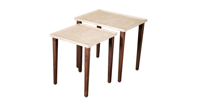 Chevron Solid Wood Rectangular Nested End Table in Paper Finish - Set of 2 (PU Paper Finish, Golden) by Urban Ladder - Front View Design 1 - 526429