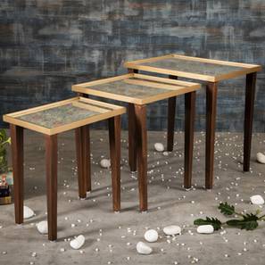 Khimkhwab Solid Wood Side Table in Golden Finish-image-9