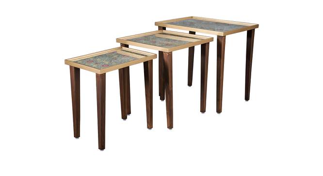 Khimkhwab Solid Wood Nested End Table - Set of 3 (Golden) by Urban Ladder - Cross View Design 1 - 526476