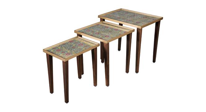 Khimkhwab Solid Wood Nested End Table - Set of 3 (Golden) by Urban Ladder - Front View Design 1 - 526487