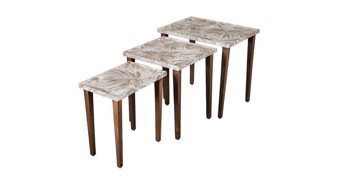Palmbronze Solid Wood Triangle Nested End Table in Paper Finish - Set of 3 (Orange, PU Paper Finish) by Urban Ladder - Front View Design 1 - 526491