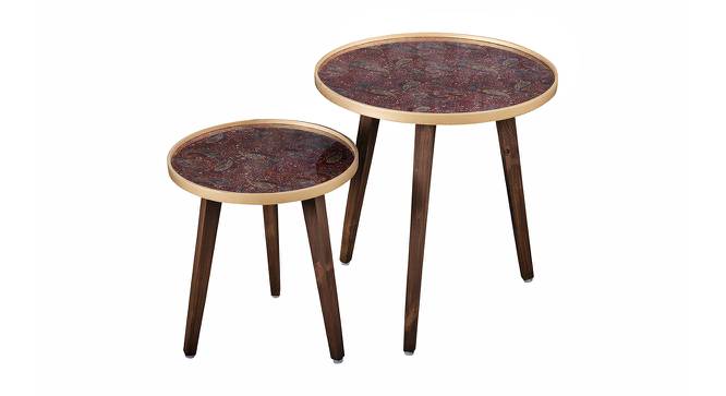 Redgoldpaisley Solid Wood Nested End Table in Paper Finish - Set of 2 (Red, PU Paper Finish) by Urban Ladder - Front View Design 1 - 526496