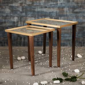 Khimkhwab Solid Wood Side Table in Golden Finish-image-6